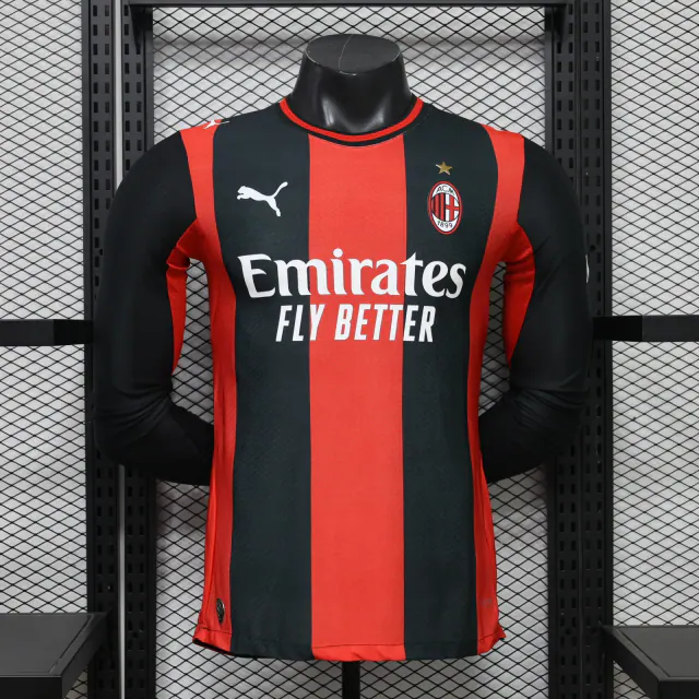 AC Milan 2026/27 Home Football Jersey – Long Sleeve front view