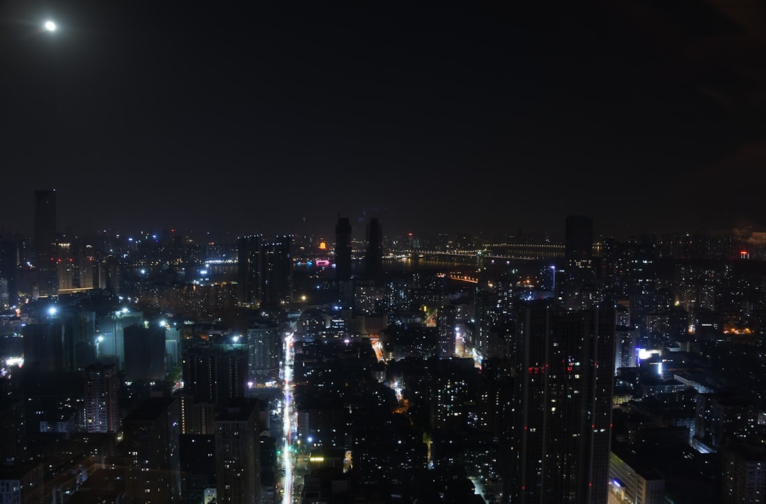 Wuhan city skyline at night